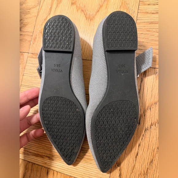 Vivaia Pointed Toe Mary Jane (Maria) Gray Flats - Picture 3 of 4